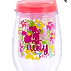 NWT Vera Bradley Acrylic Wine Glass with Lid Pretty Posies